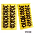 LASH-923 Set mit 20 Paar dichten, geschwungenen Nerzimitat-Wimpern auf gelben Tabletts - Natürlicher Langer Stil (Lash-923)