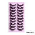 Pack de 10 pares de pestañas postizas densas y rizadas con volumen efecto despeinado - Estilo Natural 3D (Pink-10D27)