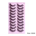 10 Paar 10D28 voluminöse künstliche Wimpern auf rosa Tray mit natürlichem Schwung Effekt - Pink-10d28