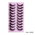 10 pares de pestañas postizas 3D 10D naturales espesas y rizadas en bandeja rosa - Estilo Rizado Ruso (Pink-10D29)