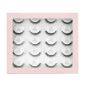 20 pairs of natural black faux mink eyelashes set in a pink windowed packaging box - Natural Crisscross Style (MY1013)