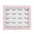 Set of 20 pairs of long natural black false eyelashes in a pink window box - Long Natural Style (MY1014)