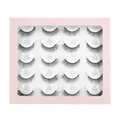 20 pairs of voluminous black faux mink eyelashes in a light pink window display box - Fan-shaped Dense Style (MY1016)