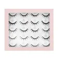 20 pairs of natural curly faux mink eyelashes in a pink window box packaging - Fan-shaped Natural Curl (MY1017)