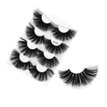 Pack of 4 pairs 25mm 6D fiber false eyelashes style 6DX09 with thick curly volume - 4 Pairs Of 6dx09