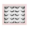 Set of 10 pairs of 3D faux mink false eyelashes in a pink window box packaging - Dense Crisscross Style (MY1018)