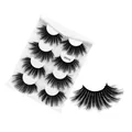 7 pairs of natural black 25mm 6D synthetic fiber false eyelashes in style 6DX10 - 4 Pairs Of 6dx10