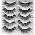 Faux cils 8D denses et volumineux modèle G5-5 avec 5 paires de cils multicouches - Style à Couches Décalées Épais Bouclé (G5-5)