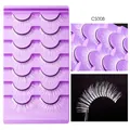 Set de 7 paires de faux cils blancs dramatiques dans un plateau violet pour fêtes - Lot De 7 Cs008 [blanc Avec Dos Violet]