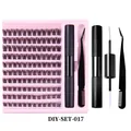 Professional DIY eyelash extension kit with 10 rows of lashes, glue, and tweezers set - Natural Segmented Eyelashes Set (DIY-SET-017)