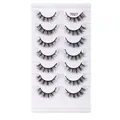 7 pairs of 7027 multi-layered crisscross synthetic false eyelashes in a white tray - Cross Thick Style (7027)