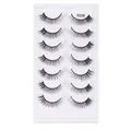 7 pairs of cross-thick black synthetic false eyelashes in a white tray model 7028 - Natural Long Cross Style (7028)