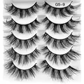 5 paires de faux cils 8D G5-9 volumineux multicouches croisés en imitation vison noir - Style Épais Croisé Multicouche 3D (G5-9)