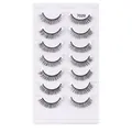7 pairs of cross-layered natural thick false eyelashes set in style 7029 for makeup - Natural Cross Slim Style (7029)