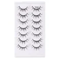 Set of 7 pairs of thick and curled natural synthetic eyelashes style 7030 for daily makeup - Natural Thick Radiant Style (7030)