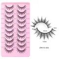 Barbie style 10-pair black fiber eyelashes set with size 14mm for daily makeup look - Crisscross Curled Style (ZRK10-003) / 10 Pairs Set