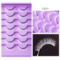 7 paires de faux cils synthétiques blancs pour cosplay festif et maquillage créatif - Lot De 7 Cs010 [blanc Avec Plateau Violet]
