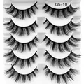 5 paires de faux cils 8D épais et croisés en imitation vison noir profond G5-10 - Style Croisé Épais Stéréoscopique 5D (G5-10)