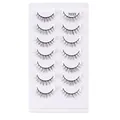 7 Paar künstliche Wimpern 7033 aus schwarzer Kunstfaser im natürlichen Criss-Cross-Look - Natürlich Gekreuzter Schlanker Stil (7033)