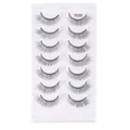 Set mit 7 Paaren natürlicher dichter Kunstfaser-Wimpern 7035 auf weißem Tablett - Natürlich Gekreuzter Dicht Gepflanzter Stil (7035)