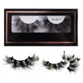 Halloween false eyelashes with purple owl and bat charms in a black window gift box - Witch Hat and Owl Style (MJJM17)