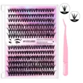 Kit d'extension de cils en grappe DIY avec 12 rangées de cils 30D/40D et pince - 30D+40D Avec Pince à Épiler Rose