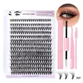 DIY cluster lash extension kit with black individual lashes and pink tools set 30P - Diy-set-054+ Pink Set