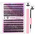 Kit d'extension de cils DIY avec fibres 30D/40D et outil de scellement rose pratique - 30D+40D Avec Colle Double Face Rose