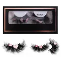 Faux cils d'Halloween avec cœurs roses et paillettes en toile d'araignée, modèle MJJM21 - Style Cœur et Toile d'Araignée (MJJM21)