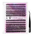 Kit d'extension de cils segmentés DIY avec 12 rangées de cils et pince à épiler peigne - 30D+40D Avec Pince à Épiler Noire