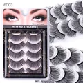 5 paia di ciglia finte 6D voluminose incrociate stile 6D03 fatte a mano naturali - Stile 6D03 / Set di 5 Paia / Nero