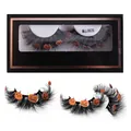 Cils d'Halloween avec accents de citrouille orange et emballage décoratif - Style Sourire de Citrouille (MJJM26)