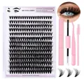 DIY wimperextensionset met 14 rijen wimperplukjes en roze styling hulpmiddelen - Diy-set-056+ Roze Set