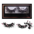 Faux cils d'Halloween denses avec paillettes roses et motifs fantômes et chauves-souris - Style Fantôme Rose et Araignée (MJJM28)