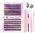 Kit d'extension de cils DIY avec 10 rangées de cils et accessoires de pose roses - Kit D'outils Rose Diy-set-021+