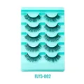 Dramatic 5 pairs of thick faux mink eyelashes FLY5-002 on mint green base tray - FLY5-002 Style (FLY5-002)