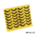 14 pairs of fluffy black faux mink eyelashes in style MY14-13 on a yellow display tray - Natural Dense Style (MY14-13)