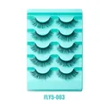 Five pairs of thick wispy mink-style false eyelashes in mint green packaging tray - FLY5-003 Style (FLY5-003)