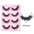 4 Paar 3D geschichtete dicke künstliche Nerzwimpern mit rosa Tablett, Modell BM4-002 - 3D Mehrlagiger Wispy Stil (BM4-002)