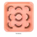7er Pack mehrlagige flauschige künstliche Nerzwimpern in Schwarz, Modell FLY5-012 - Flauschig Natürlicher Stil (FLY5-012)