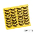 20 pairs of 3D multi-layered faux mink eyelashes in black, model MY14-16 on yellow tray - Natural Dense Style (MY14-16)