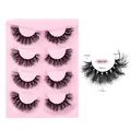4 Paar dichte 3D-Faux-Nerzwimpern in rosa Schale mit einer Länge von 10-18 mm - Dick Fächerförmiger Lagenstil (BM4-003)