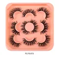 Set of 7 pairs fluffy multi-layered faux mink eyelashes in pink tray model FLY5-013 - Alternating Length Style (FLY5-013)
