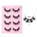 4 Paar mehrlagige, dichte Kunstmink-Wimpern mit 10-17 mm Längenangaben im Set - Gekreuzter Dick Natürlicher Stil (BM4-004)