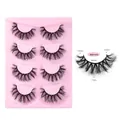 4 Paar dichte künstliche Nerzwimpern BM4-005 mit 17mm Länge in rosa Schale - Mehrlagiger Radialer Stil (BM4-005)