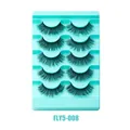 Set di 5 paia di ciglia finte folte effetto visone in vassoio azzurro stile FLY5-008 - Stile FLY5-008 (FLY5-008)