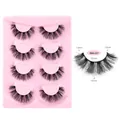 4 Paar mehrlagige, voluminöse schwarze künstliche Wimpern BM4-007, 13mm bis 15mm Länge - Dick Gefiederter Stil (BM4-007)