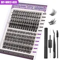 DIY cluster lashes set with lengths from 8mm to 16mm, including glue and tweezers - Black Set Style (DIY-WH12-039)