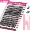 Kit d'extension de cils DIY avec colle et applicateur pour pose de faux cils à domicile - Style Ensemble Rose (DIY-WH12-041)