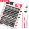 Kit d'extension de cils DIY de 150 bouquets avec accessoires roses et longueurs 8-16mm - Style Ensemble Rose (DIY-WH12-042)